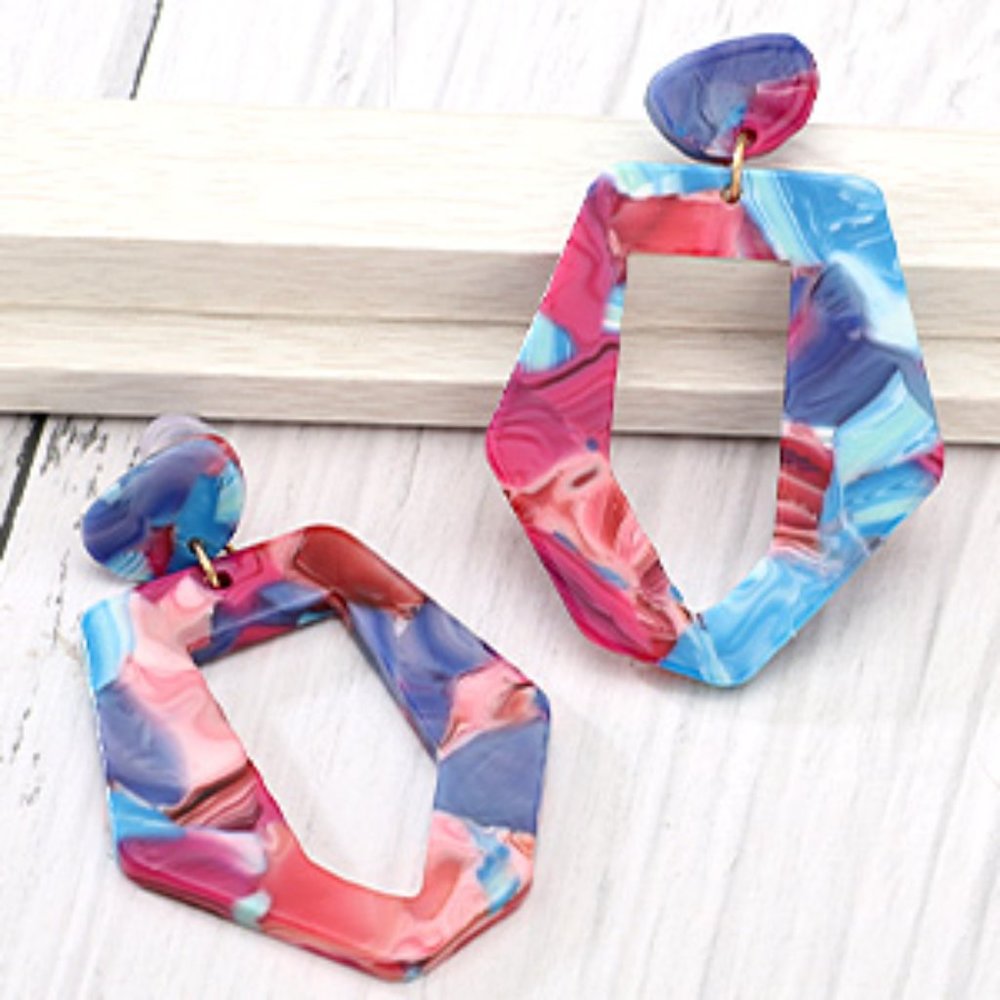 New 25 Pairs Acrylic Resin Statement Earrings Set for Women Girls - Picture 5 of 16